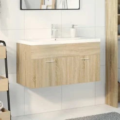 Armoire lavabo de salle de bain et bassin intégré chêne sonoma vidaXL