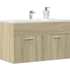 Armoire lavabo de salle de bain chêne sonoma bois d'ingénierie vidaXL