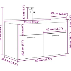 Armoire lavabo de salle de bain et vasque et robinet intégrés vidaXL