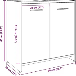 Armoire lavabo de salle de bain chêne artisanal 60x33x60 cm vidaXL