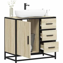 Armoire lavabo de salle de bain chêne sonoma bois d'ingénierie vidaXL