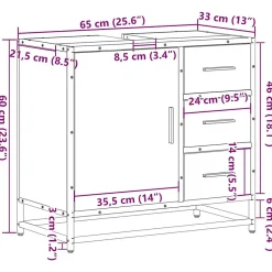 Armoire lavabo de salle de bain chêne sonoma bois d'ingénierie vidaXL