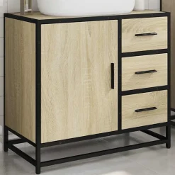 Armoire lavabo de salle de bain chêne sonoma bois d'ingénierie vidaXL