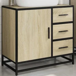 Armoire lavabo de salle de bain chêne sonoma bois d'ingénierie vidaXL