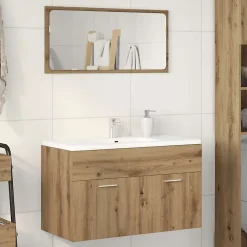 Armoire lavabo de salle de bain chêne artisanal bois ingénierie vidaXL