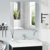 Armoire miroir de salle de bain armoire murale 3 portes 2 étagères dim. 70L x 15l x 60H cm MDF blanc