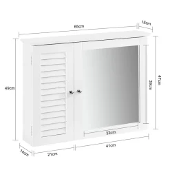 Armoire Miroir Meuble Haut de Salle de Bain Armoire Suspendue, BZR55-W, SoBuy