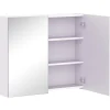 Armoire miroir murale de salle de bain 3 étagères réglables dim. 70L x 60H cm blanc