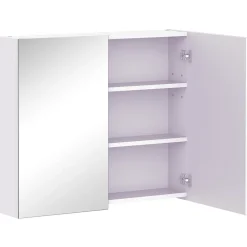 Armoire miroir murale de salle de bain 3 étagères réglables dim. 70L x 60H cm blanc