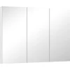 Armoire miroir murale salle de bain design 3 portes 4 étagères 91 x 11 x 65 cm blanc