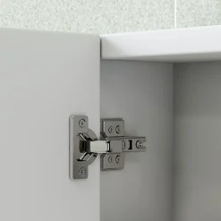 Armoire miroir murale salle de bain design 3 portes 4 étagères 91 x 11 x 65 cm blanc