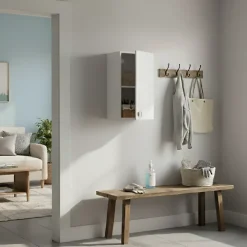 Armoire Murale 1 Porte Blanc Frêne