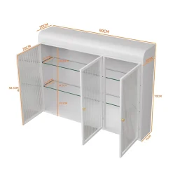 Armoire Murale 3 Portes en Verre et Métal - Meuble de Rangement Suspendu pour Cuisine et Salon, 90x16x70 cm, Blanc