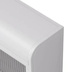 Armoire Murale 3 Portes en Verre et Métal - Meuble de Rangement Suspendu pour Cuisine et Salon, 90x16x70 cm, Blanc