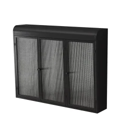 Armoire Murale 3 Portes Salle de Bain design Moderne avec Cadre Métal Noir et Verre, Meuble de Rangement, Noir