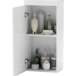 Armoire murale blanche avec porte, meuble salle de bain et cuisine à 2 étagères, armoire à pharmacie 37,2x24,5x76,8 cm