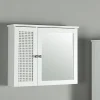 Armoire murale de salle de bain Karlsoey avec miroir MDF PVC effet rotin 50 x 60 x 15 cm blanc en.casa