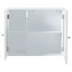 Armoire murale de salle de bain Karlsoey avec miroir MDF PVC effet rotin 50 x 60 x 15 cm blanc en.casa