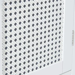 Armoire murale de salle de bain Karlsoey avec miroir MDF PVC effet rotin 50 x 60 x 15 cm blanc en.casa