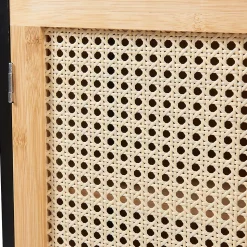 Armoire murale de salle de bain Tervola 60 x 60 x 20 cm noir naturel effet rotin en.casa