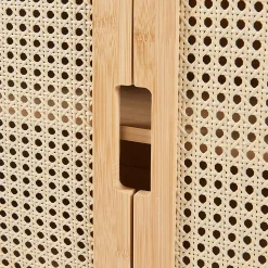 Armoire murale de salle de bain Tervola 60 x 60 x 20 cm noir naturel effet rotin en.casa