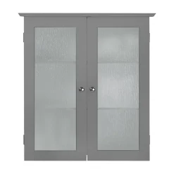 Armoire murale de salle de bain effet bois gris portes dépolies