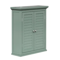 Armoire murale de salle de bain en effet bois vert avec 2 portes