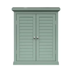 Armoire murale de salle de bain en effet bois vert avec 2 portes
