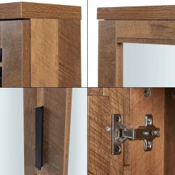 Armoire murale de salle de bain Namsskogan avec miroir 50 x 60 x 15 cm effet noyer noir en.casa
