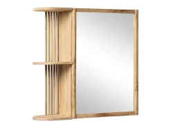 Armoire murale de salle de bain en teck avec miroir et niches - Coloris naturel - CIMAHI