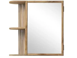 Armoire murale de salle de bain en teck avec miroir et niches - Coloris naturel - CIMAHI