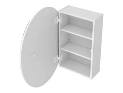 Armoire murale de salle de bain ovale avec miroir - Blanc - RURI