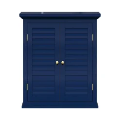 Armoire murale de salle de bain en effet bois bleu avec 2 portes