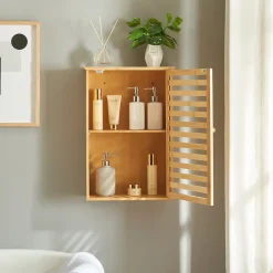 Armoire murale de salle de bain Järfälla bambou 55 x 37 x 16 cm naturel en.casa