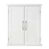 Armoire murale en effet bois blanc avec 2 portes et étagères