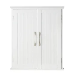 Armoire murale en effet bois blanc avec 2 portes et étagères