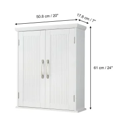 Armoire murale en effet bois blanc avec 2 portes et étagères