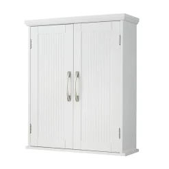 Armoire murale en effet bois blanc avec 2 portes et étagères