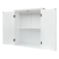 Armoire murale en effet bois blanc avec 2 portes et étagères