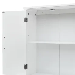 Armoire murale en effet bois blanc avec 2 portes et étagères