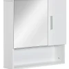 Armoire murale miroir de salle de bain - 2 portes, étagères, niche - dim. 54L x 15,2l x 55,3H cm - MDF blanc