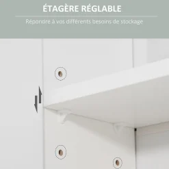 Armoire murale miroir de salle de bain - 2 portes, étagères, niche - dim. 54L x 15,2l x 55,3H cm - MDF blanc