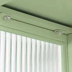 Armoire Murale Moderne avec Portes Vitrées et Porte-Serviettes, Meuble Mural avec Étagères - 60x23x78 cm - Vert, Verre+Métal