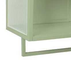 Armoire Murale Moderne avec Portes Vitrées et Porte-Serviettes, Meuble Mural avec Étagères - 60x23x78 cm - Vert, Verre+Métal