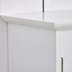 Armoire murale salle de bain armoire à glace placard de rangement toilettes 1 porte niche + étagères latérales MDF blanc
