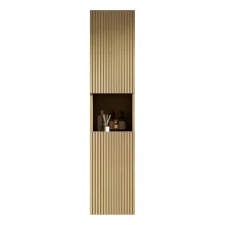 Armoire murale salle de bain 160 cm, meuble étroit avec 2 portes et 1 compartiment ouvert, finition bois Corolla
