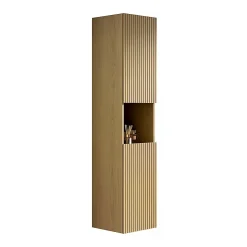 Armoire murale salle de bain 160 cm, meuble étroit avec 2 portes et 1 compartiment ouvert, finition bois Corolla