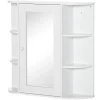 Armoire murale salle de bain blanche avec miroir, 8 compartiments, meuble suspendu multifonction, 66 x 17 x 63 cm