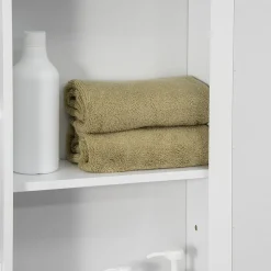 Armoire murale salle de bain blanche avec miroir, 8 compartiments, meuble suspendu multifonction, 66 x 17 x 63 cm