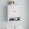 Armoire murale salle de bain blanche à double porte, armoire à pharmacie avec étagères réglables, multi-usage